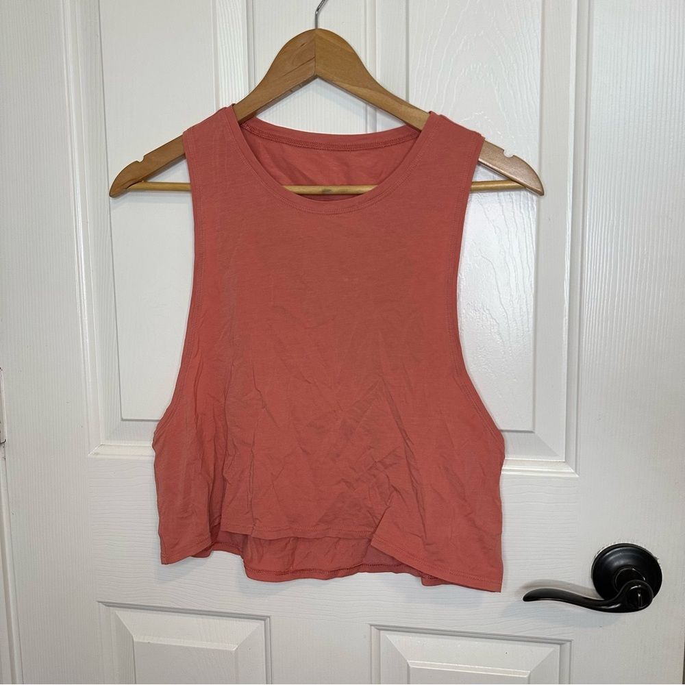 Lululemon Rustic Coral Open Back Crop Tank Athleisure Yoga Workout Minimalist